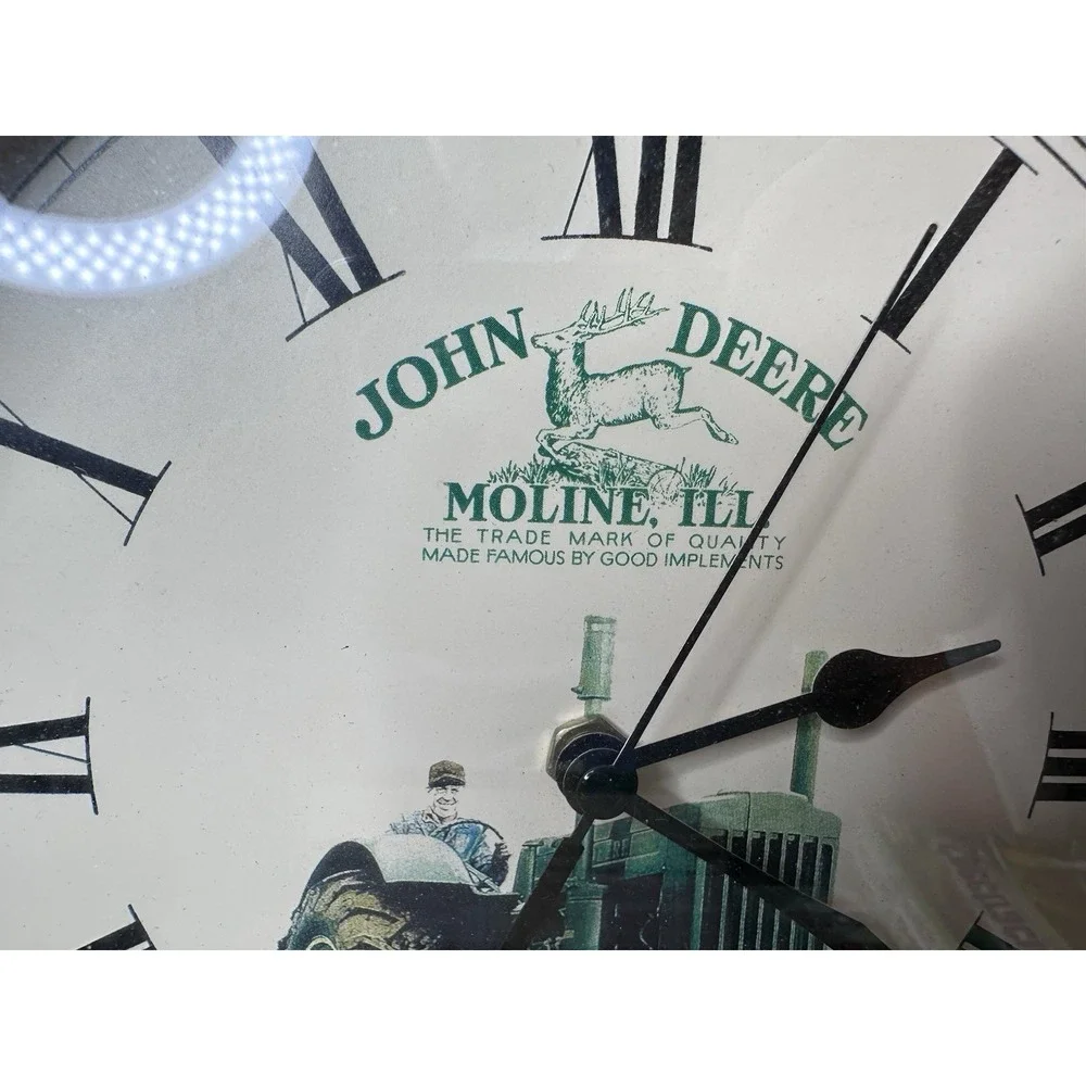 John Deere Tractor Wall Clock 10” Wooden Tested And Working